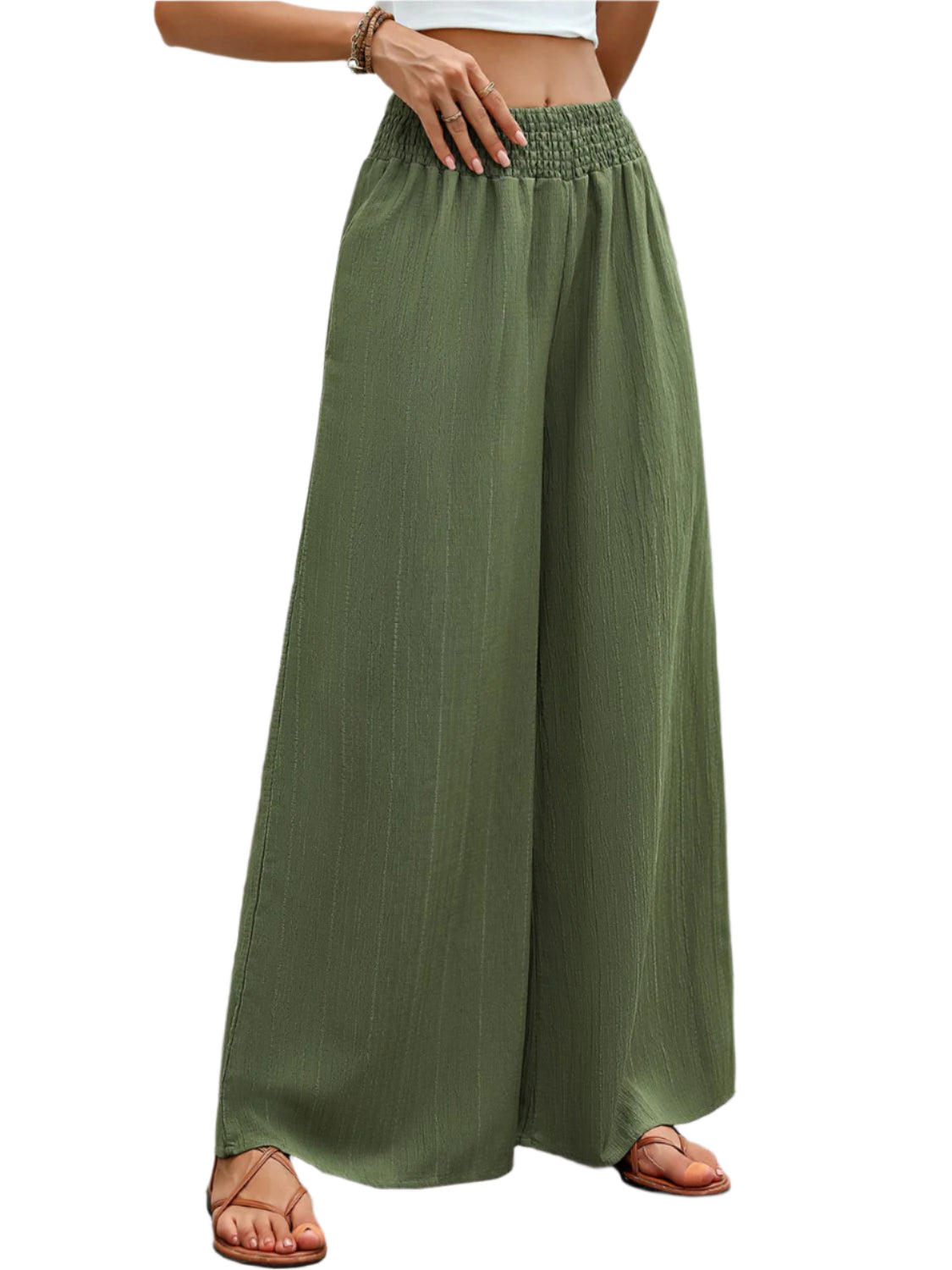 Perfee Smocked Wide Leg Pants