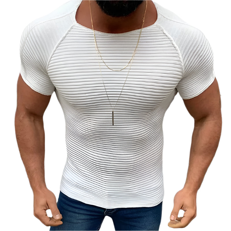 Men's Solid Color Fitted Round Neck Shirt