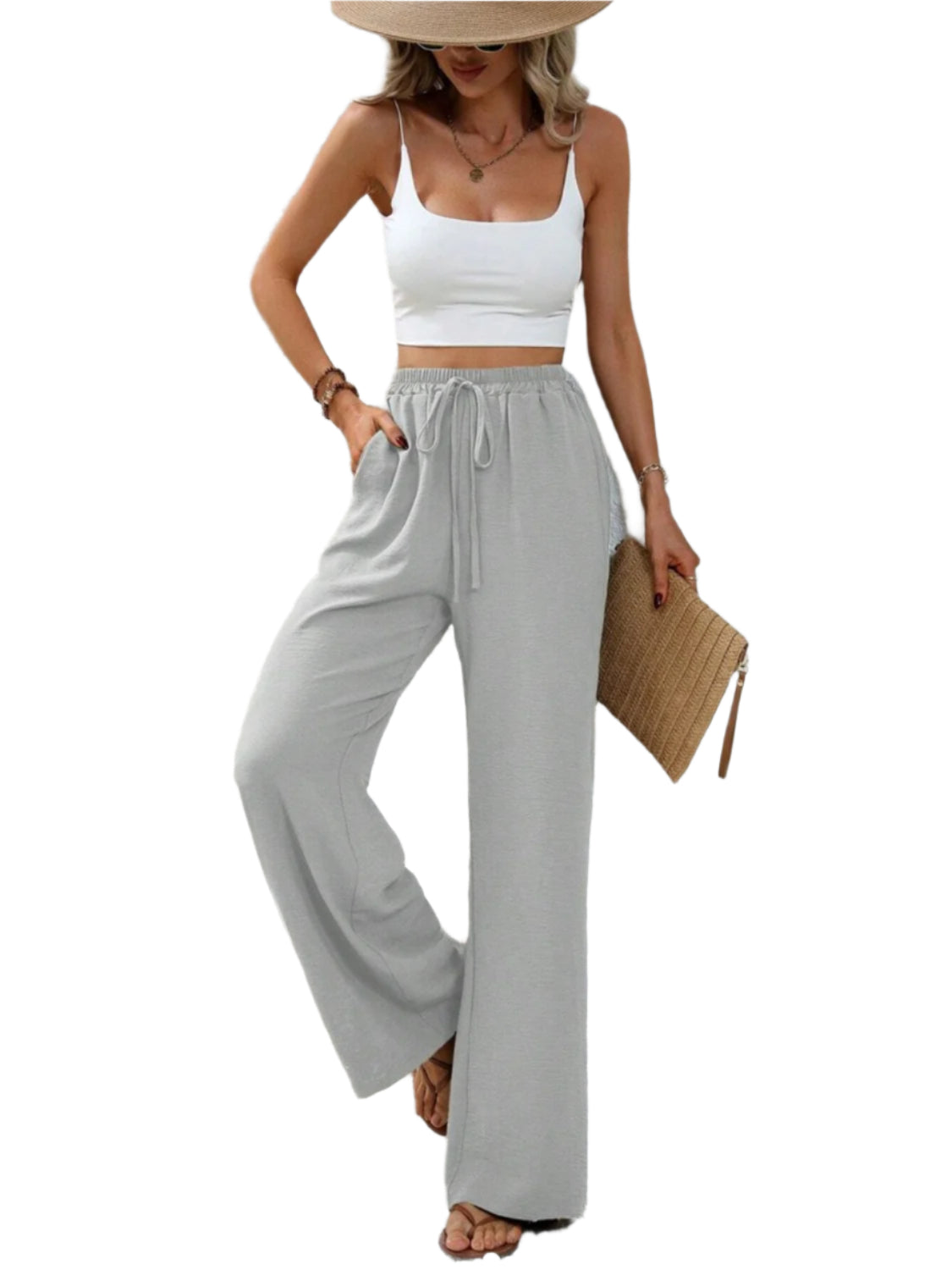 Wide Leg Drawstring Pants