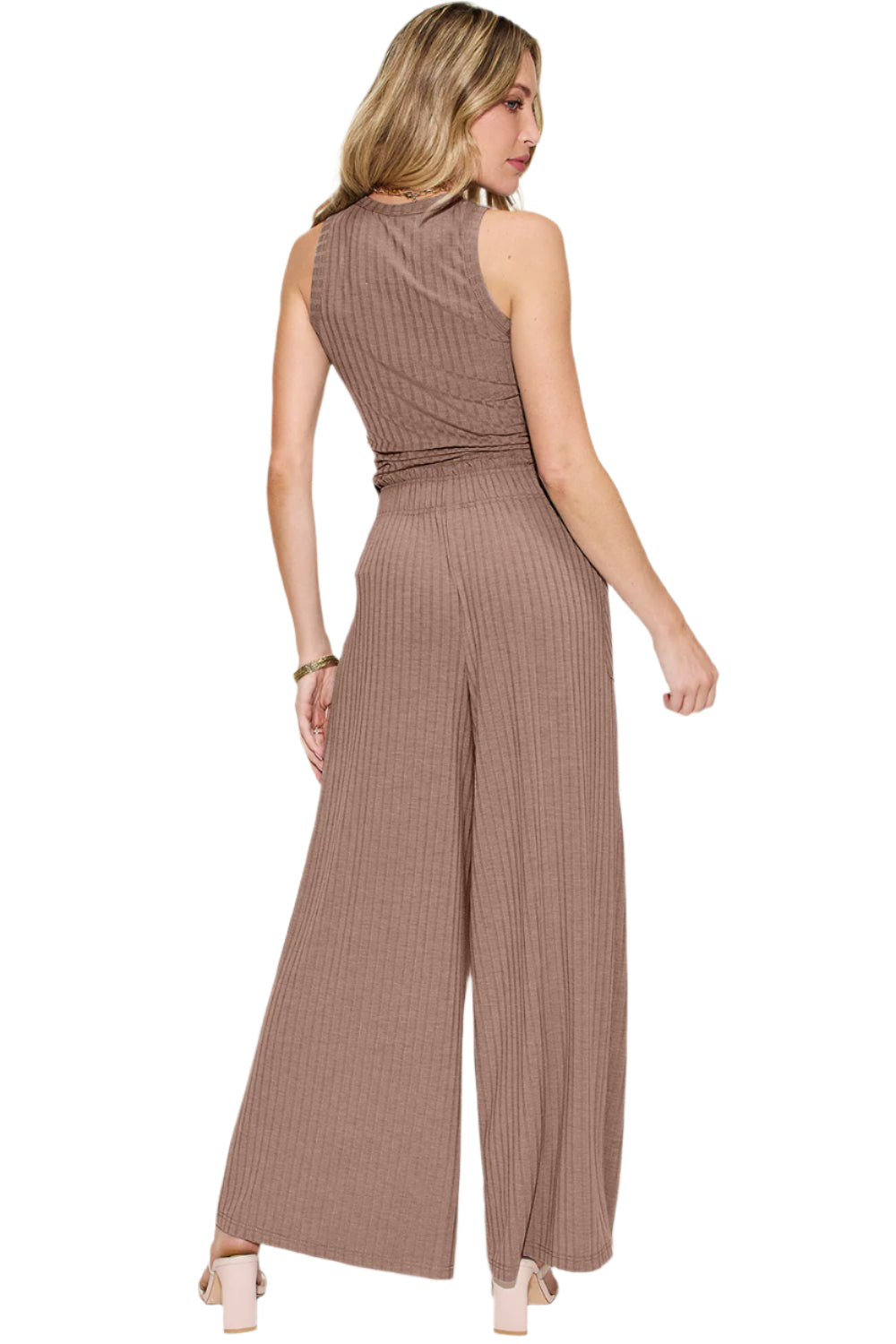 Basic Bae Full Size Ribbed Tank and Wide Leg Pants Set