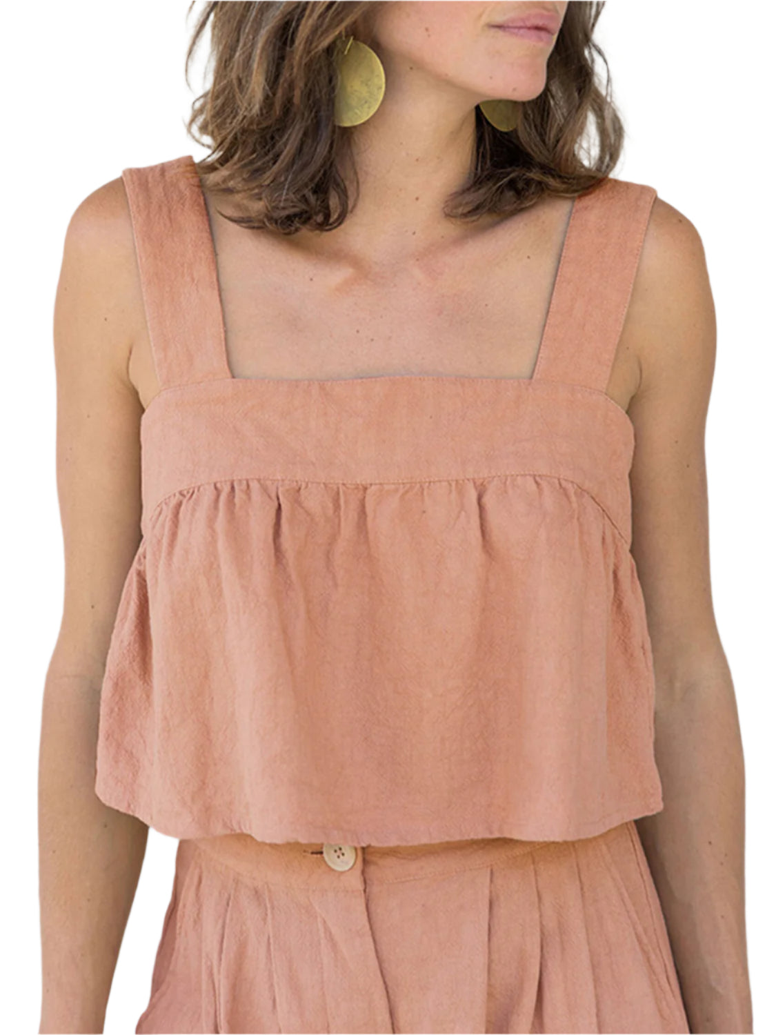 Square Neck Wide Strap Top and Pants Set