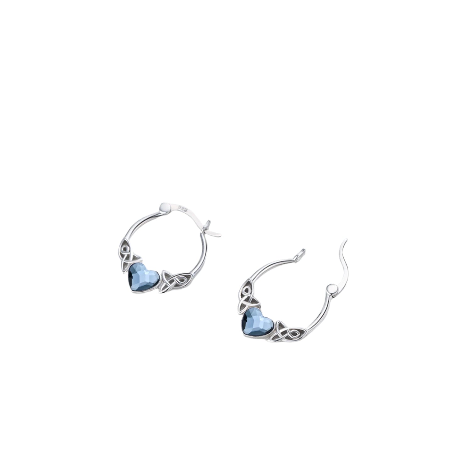 Blue Australian Heart Crystal Celtic Knot Hoop Style Earrings