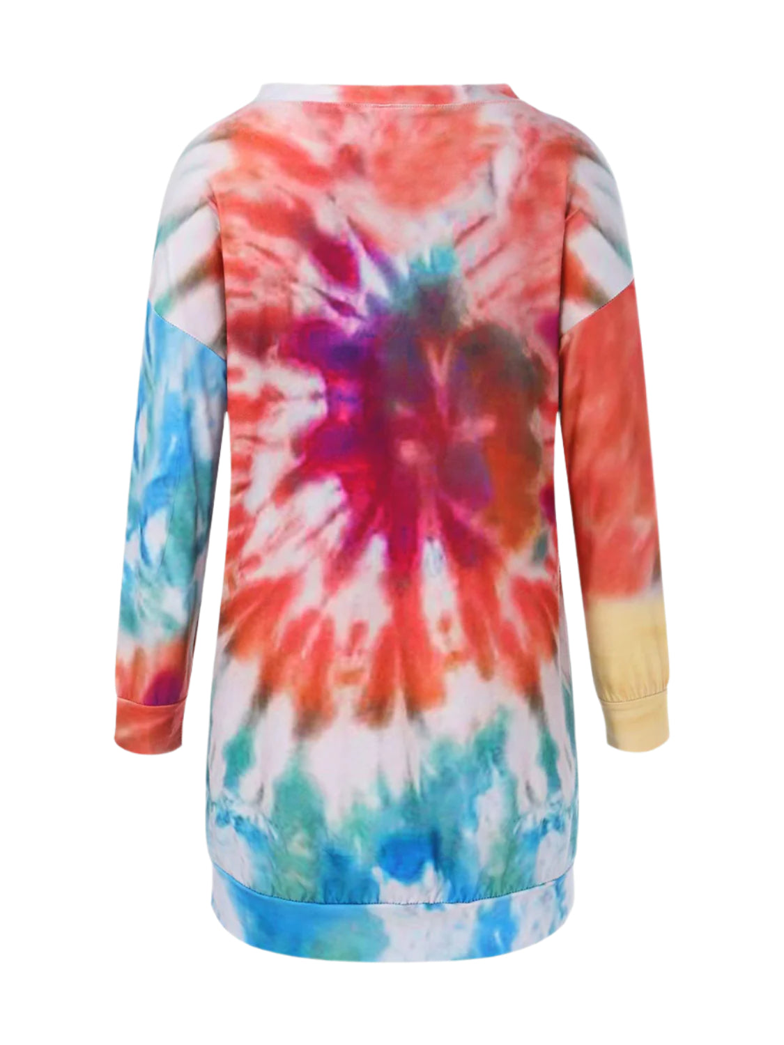 Full Size Tie-Dye Round Neck Long Sleeve Dress