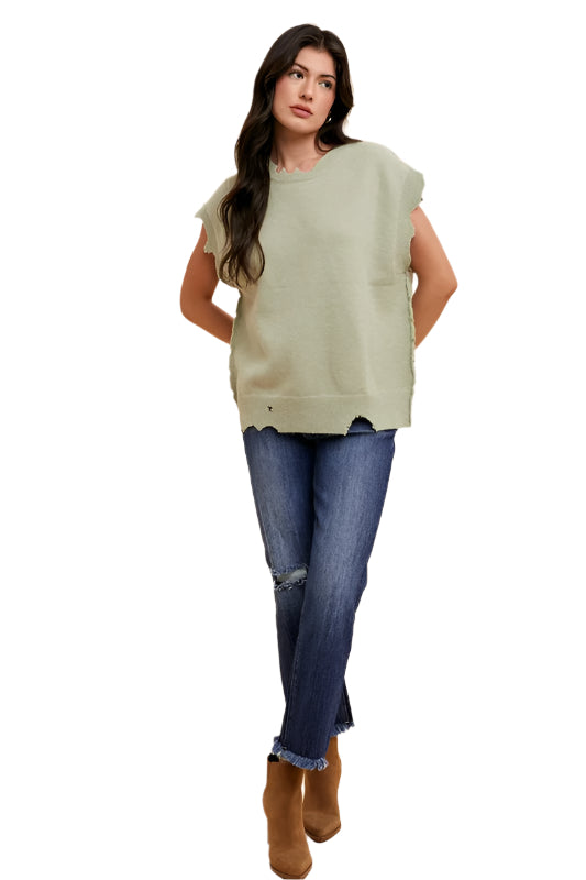 Annie Wear Distressed Raw Hem Straight Leg Cropped Jeans