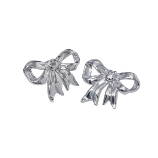 Stainless Steel Bow Stud Earrings