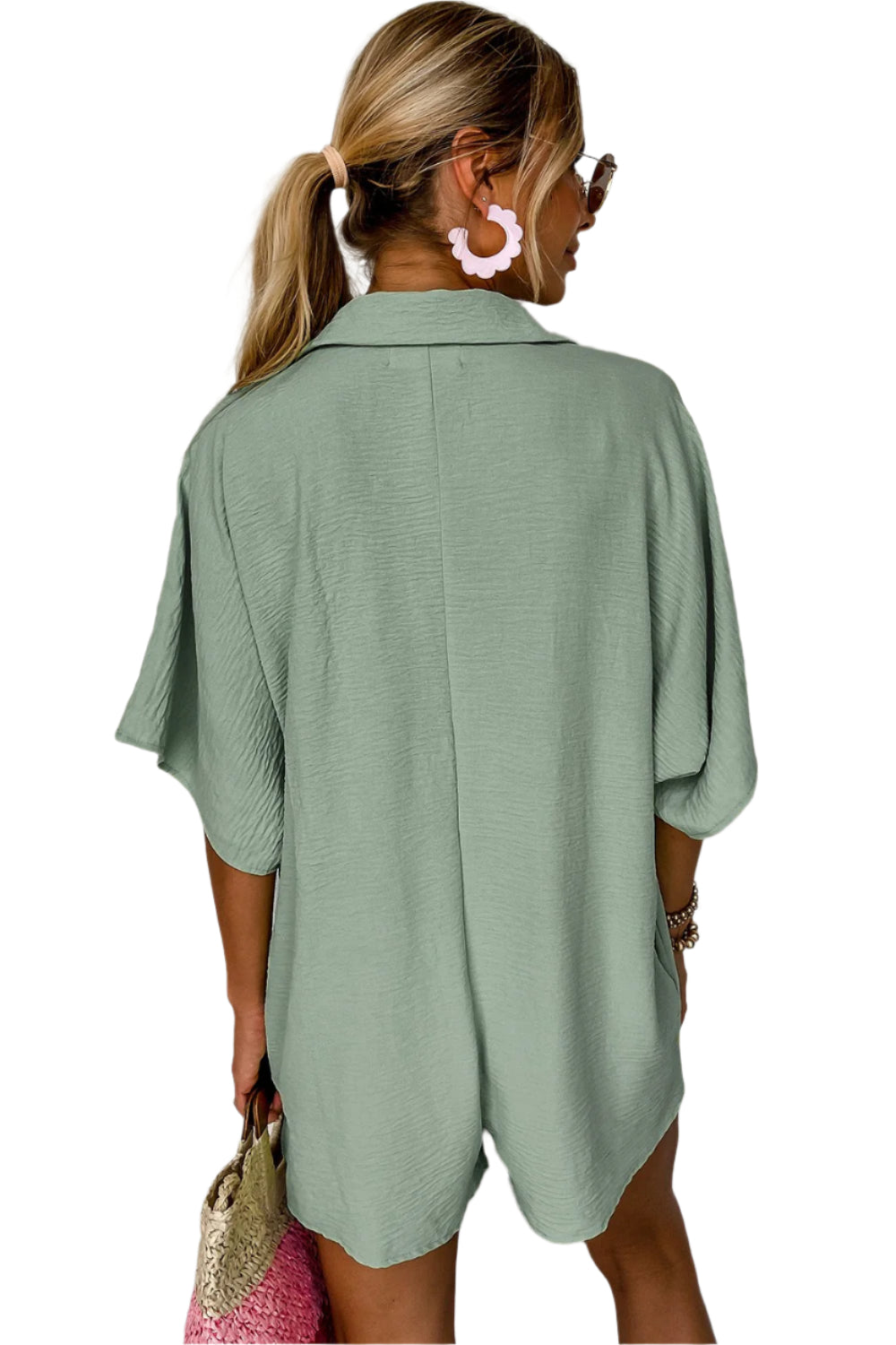 Half Button Collared Neck Romper