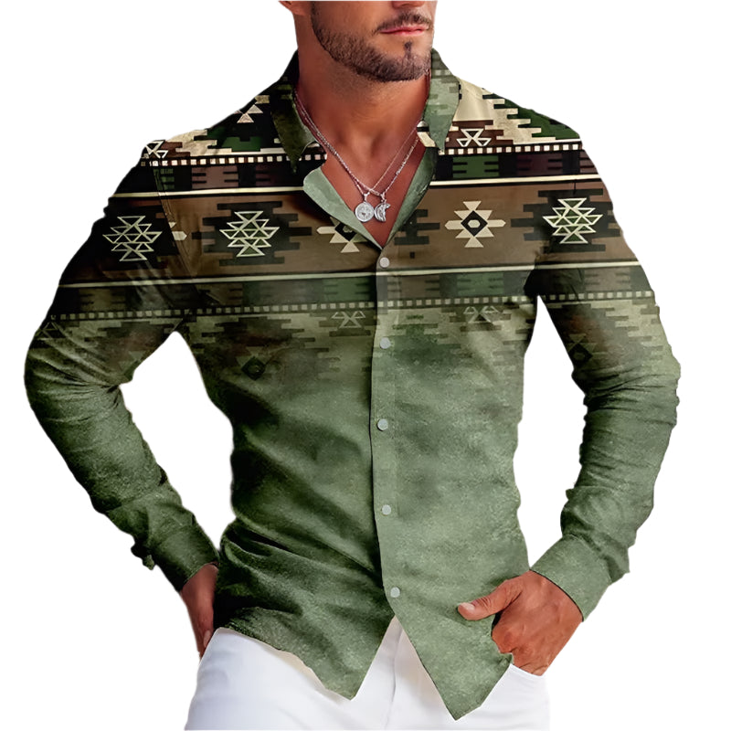 3D Print Collard Western Style Button Down Shirt