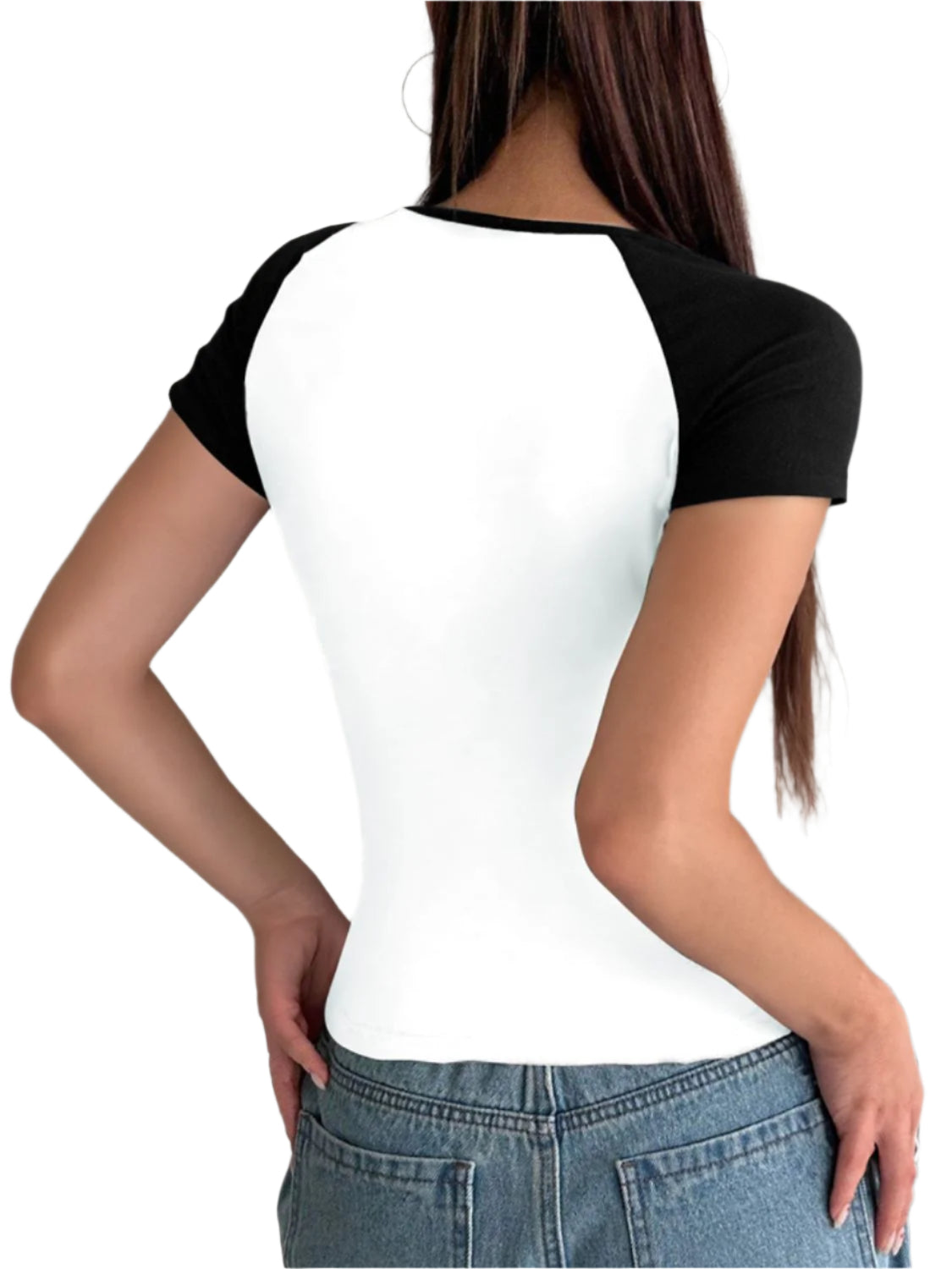 Devine Contrast Scoop Neck Short Sleeve T-Shirt