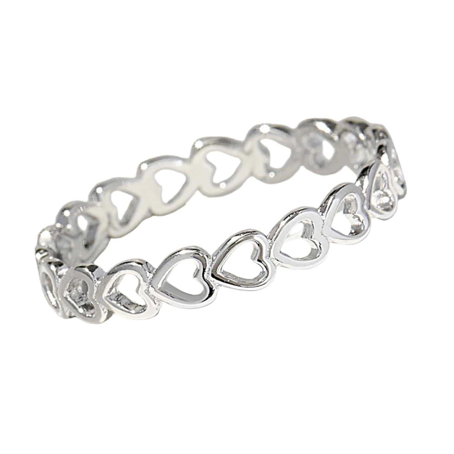 925 Sterling Silver Heart Link Ring
