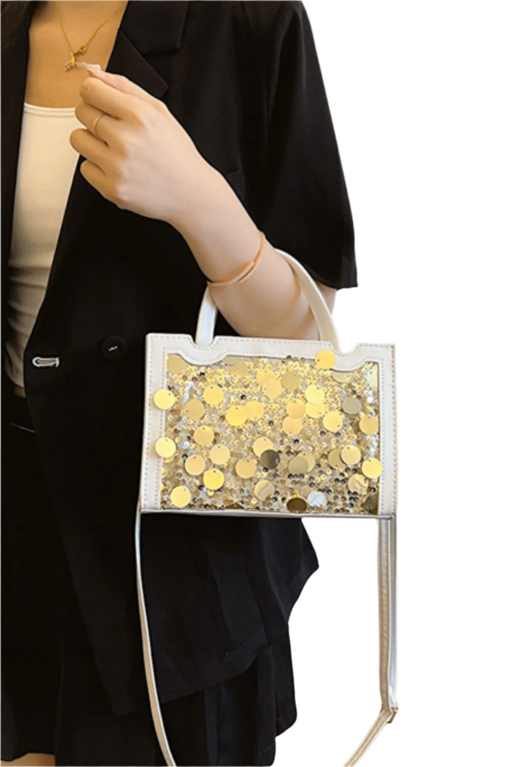 PU Leather Sequin Handbag