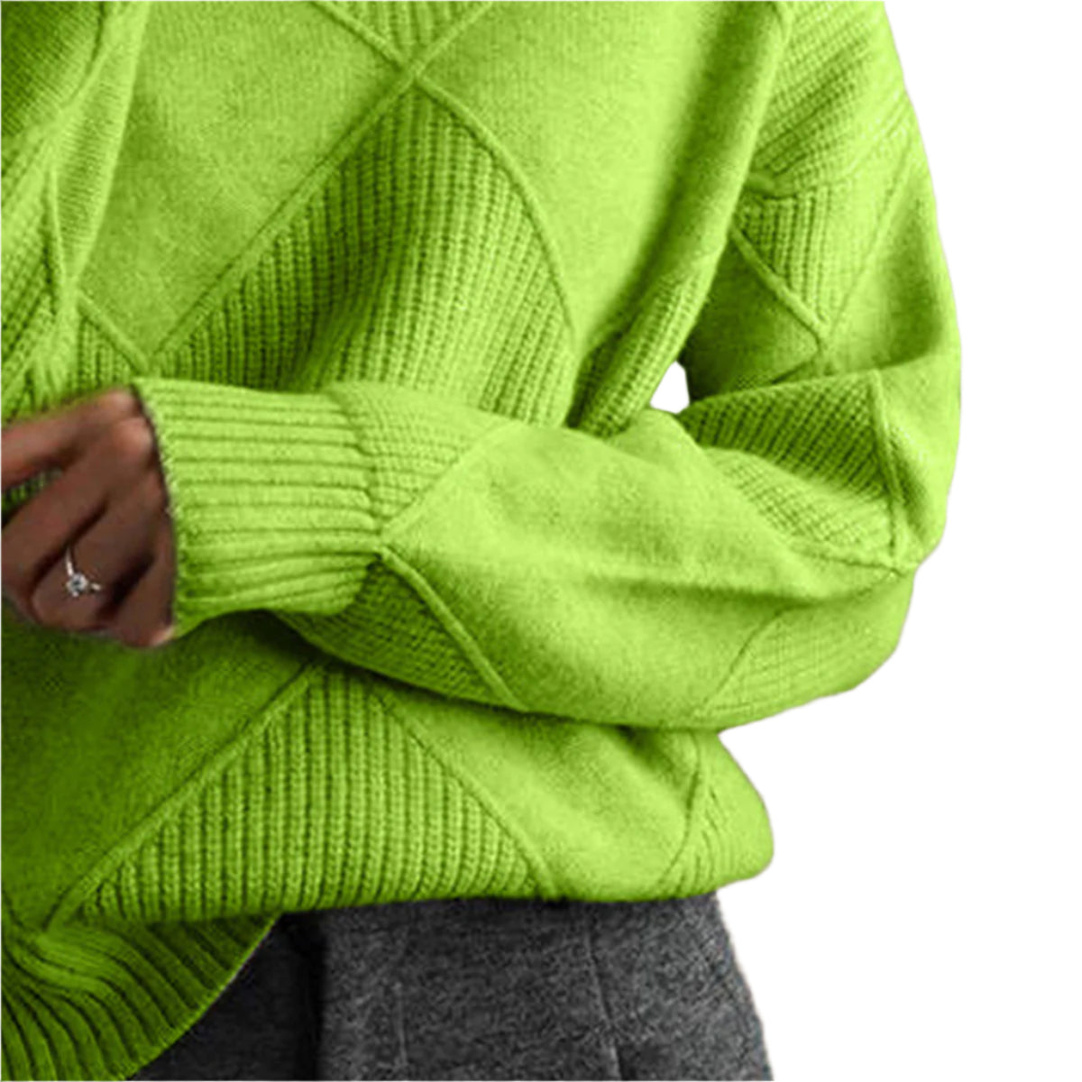 Geometric Turtleneck Long Sleeve Sweater