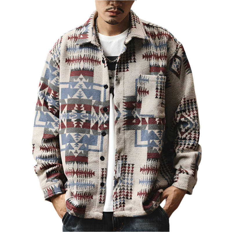 Men's Button Down Collard Geometric Shirt