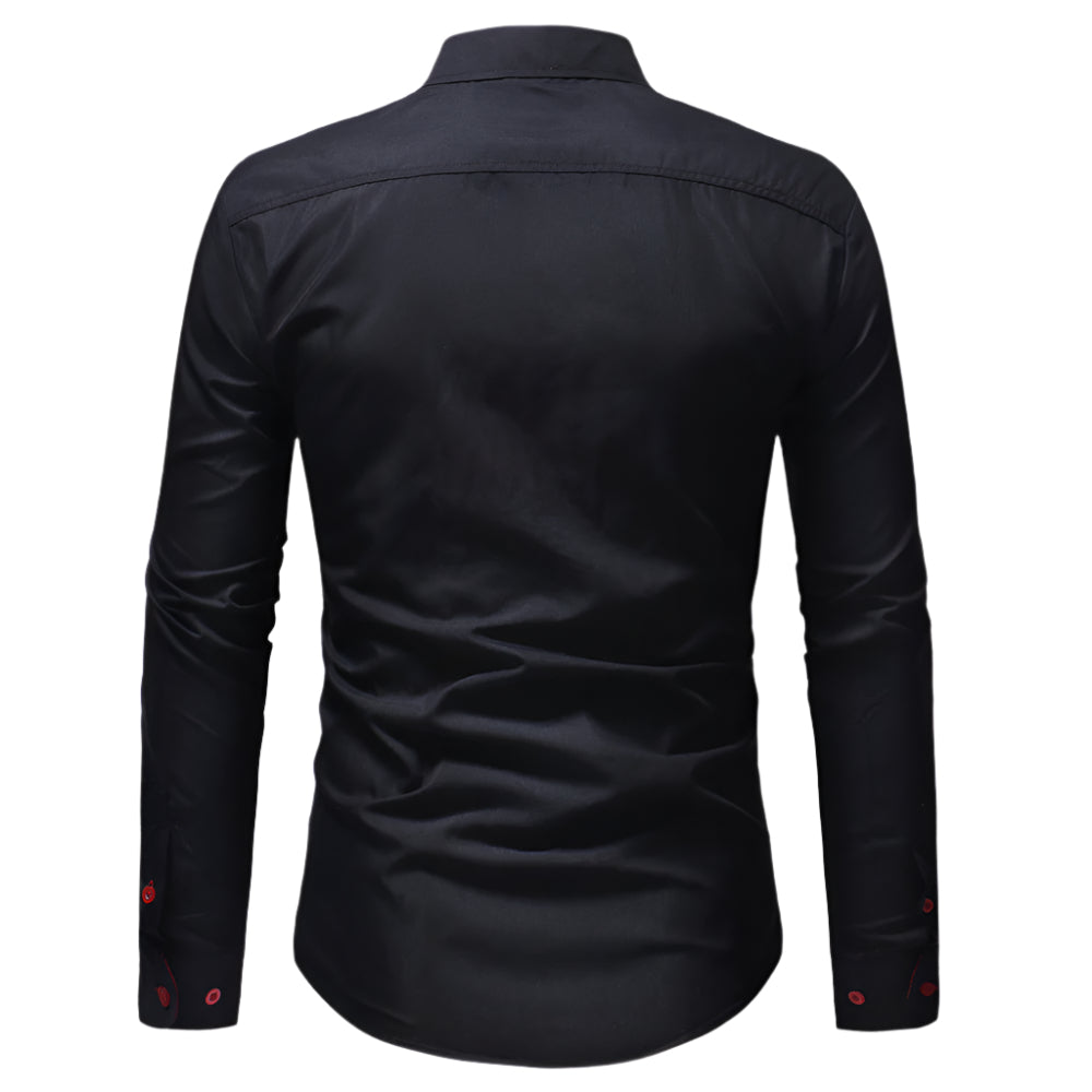 Men's Embroidered Fitted Contrast Shirt