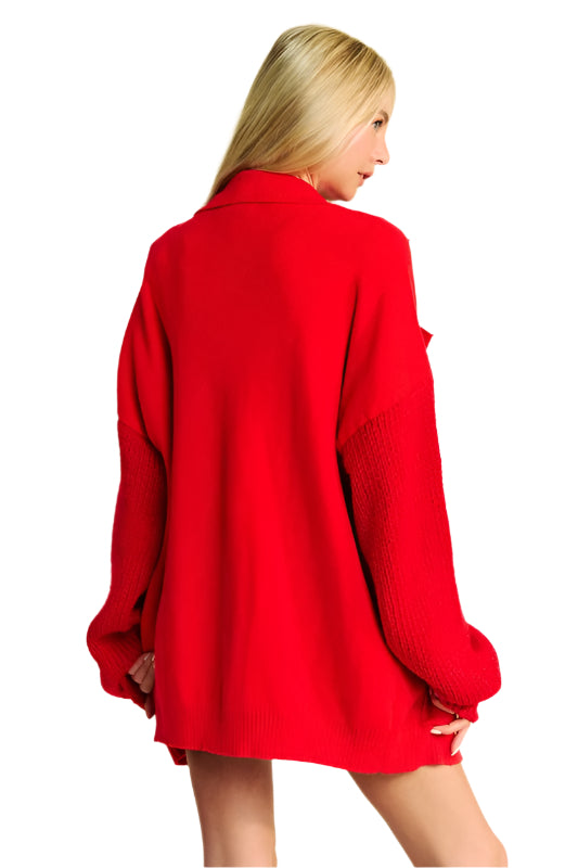 Davi & Dani Button Up Dropped Shoulder Cardigan with Pockets