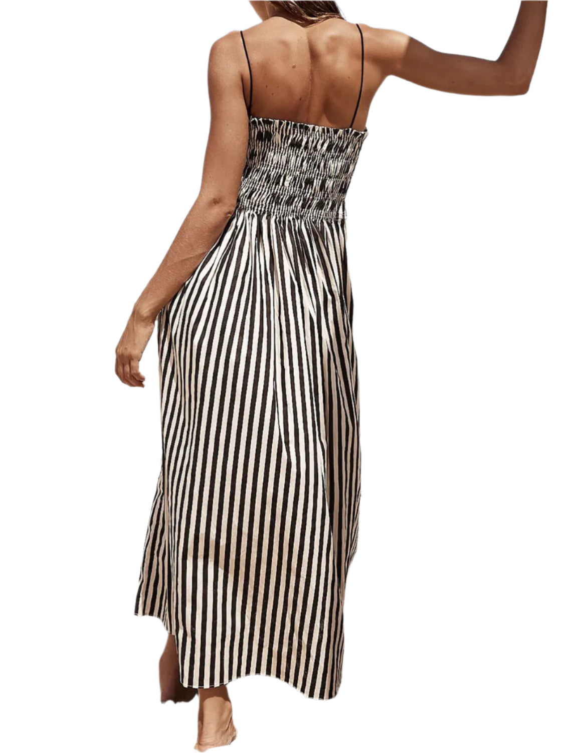 Smocked Striped Square Neck Cami Dress