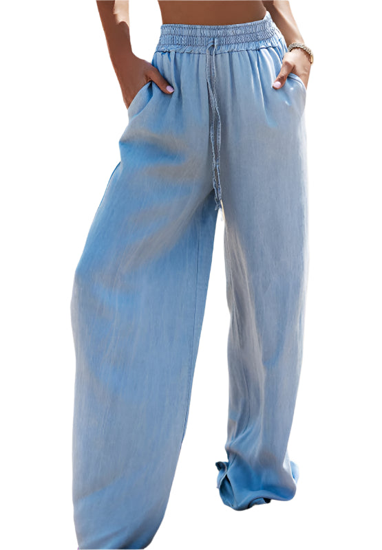 Drawstring Wide Leg Jeans