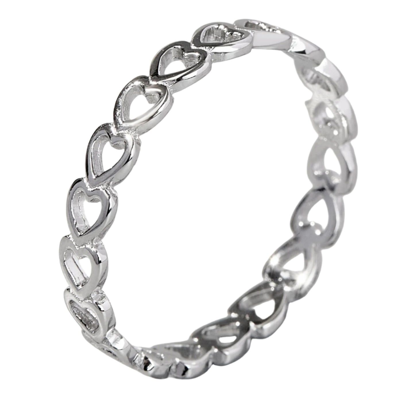 925 Sterling Silver Heart Link Ring