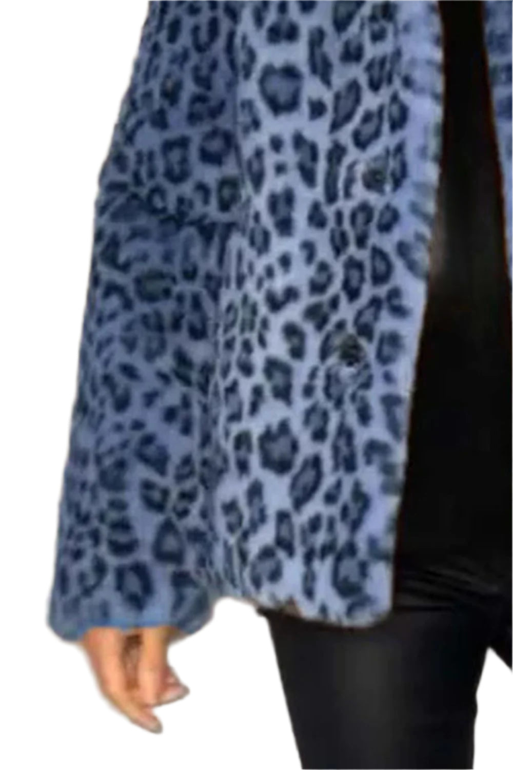 Full Size Leopard Furry Collared Neck Long Sleeve Coat
