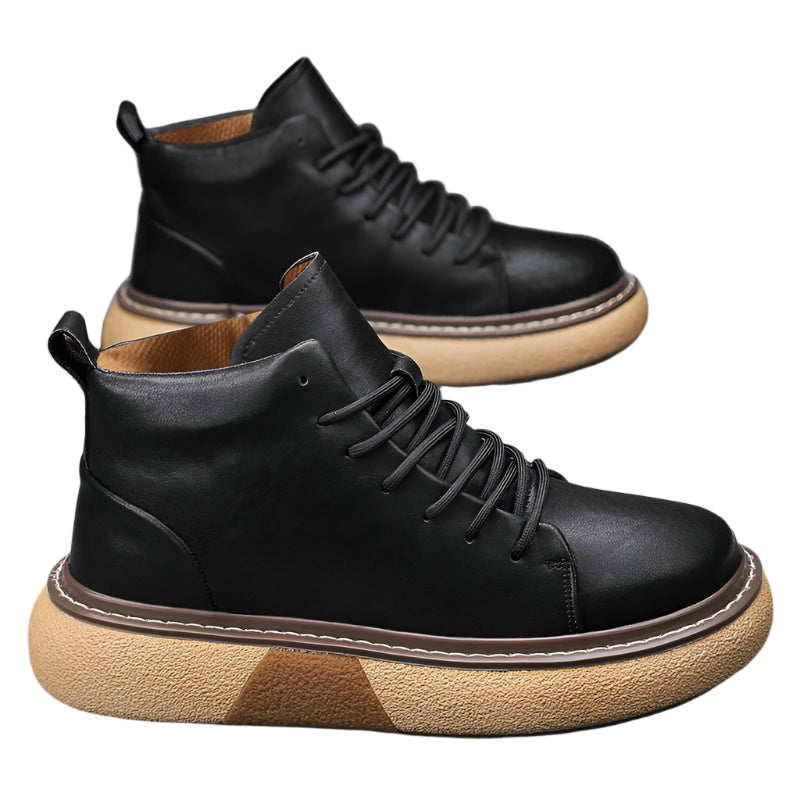 Men's Pu Leather Thick Sole Boots