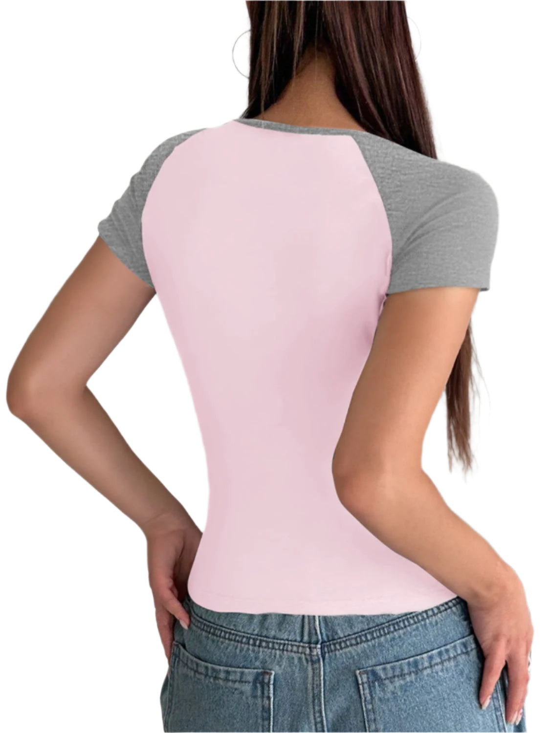 Devine Contrast Scoop Neck Short Sleeve T-Shirt
