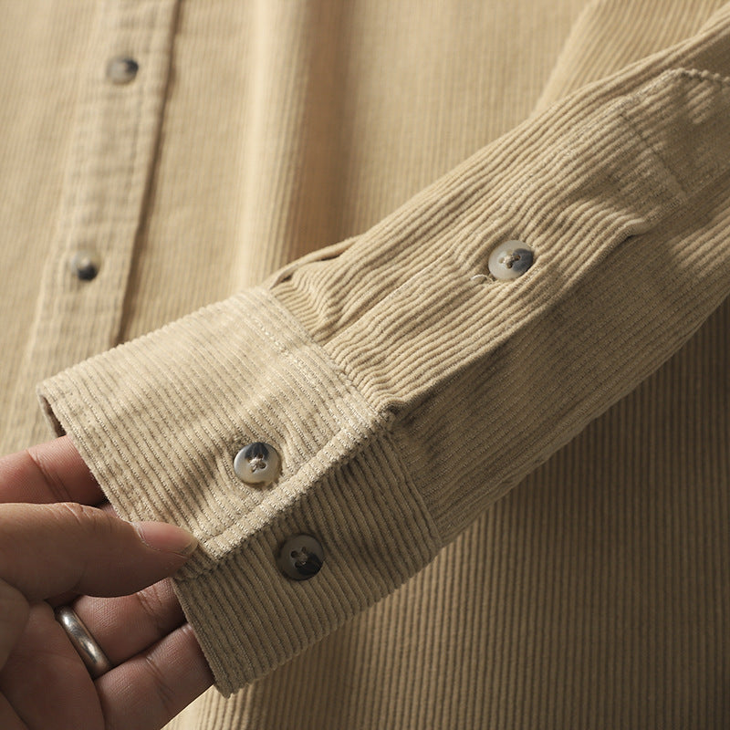 Men's Washed Corduroy Long Sleeve Shirt