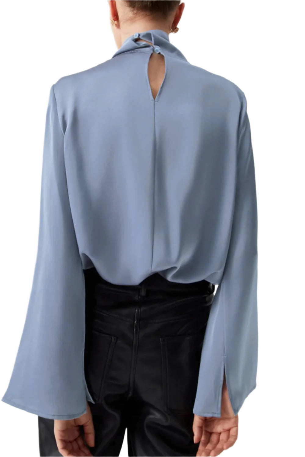 Cutout Turtleneck Long Sleeve Blouse