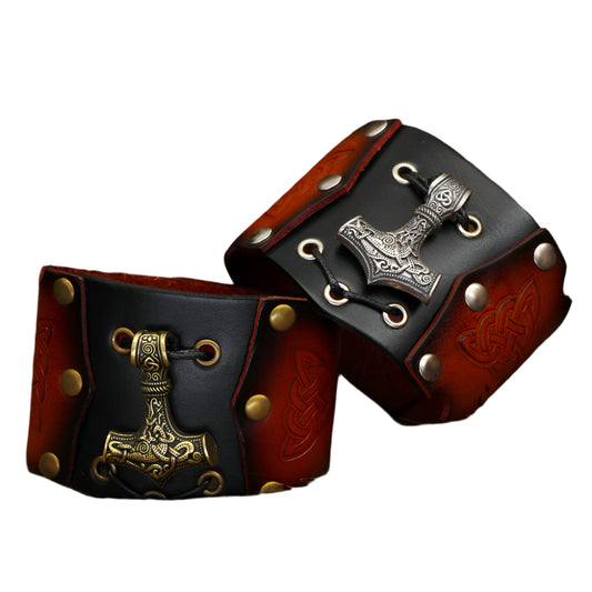 Stainless Steel Mjölnir Cowhide Bracelet