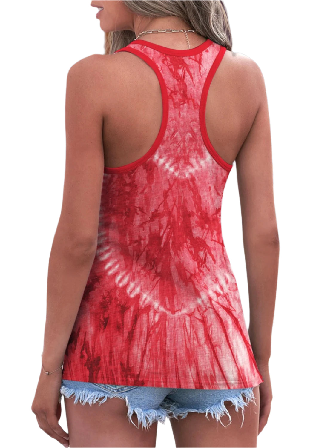 FAM-FAM Tie-Dye Scoop Neck Wide Strap Tank