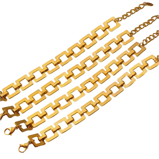 Titanium Steel Hollow Square Chain Bracelet