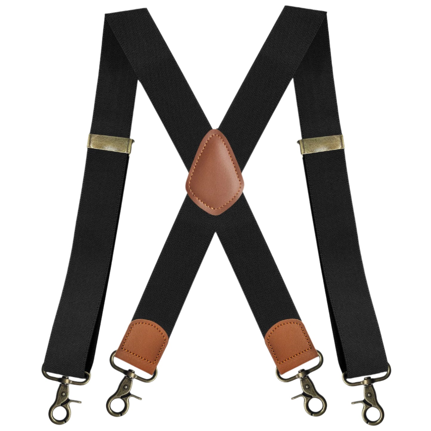Elastic Straps Men's Suspenders with Bronze Clips