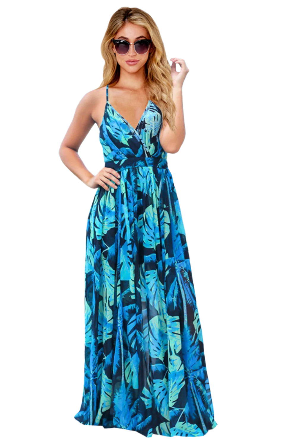 Crisscross Printed Surplice Cami Dress