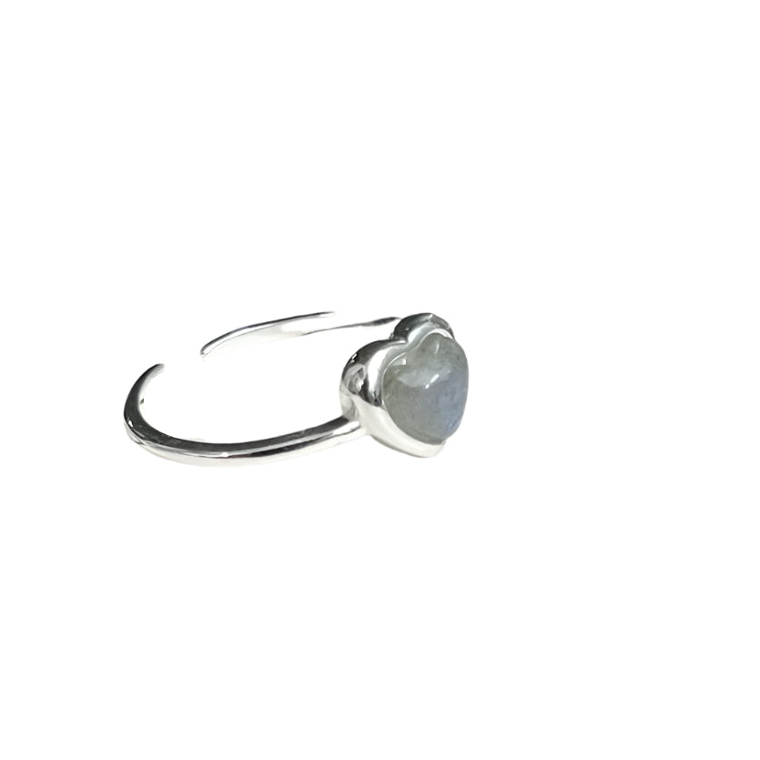 925 Sterling Silver Crystal Heart Open Ring