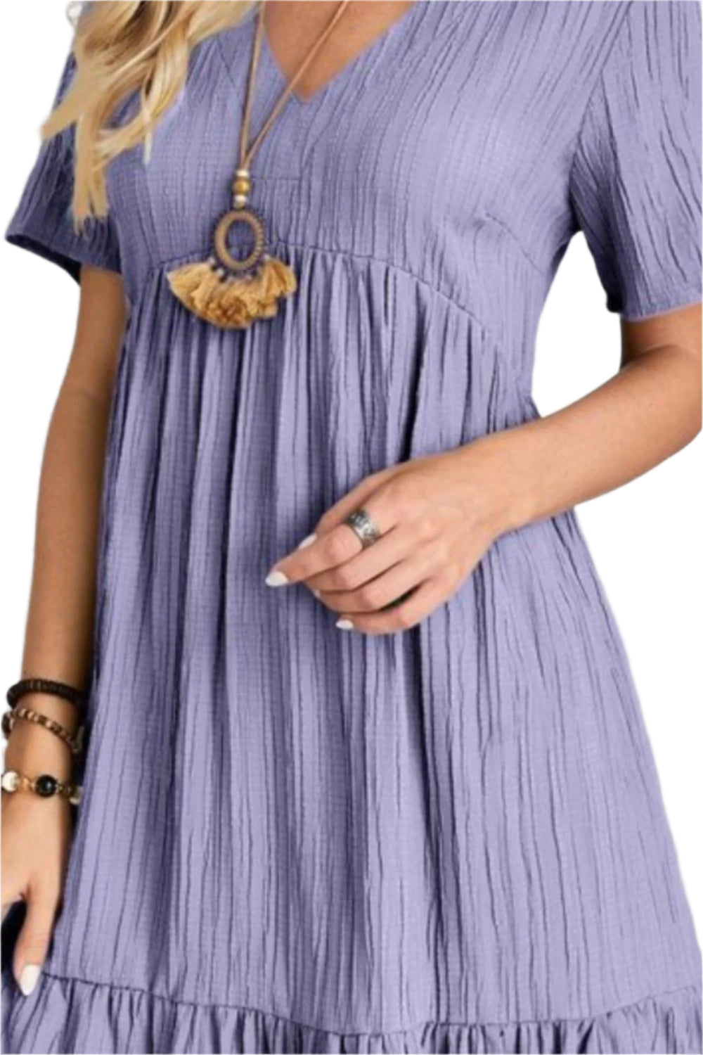 Full Size V-Neck Short Sleeve Dress