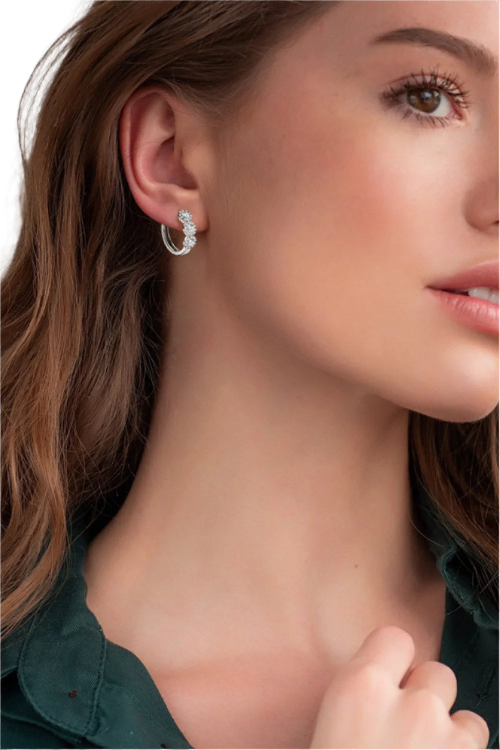 Moissanite 925 Sterling Silver Huggie Earrings