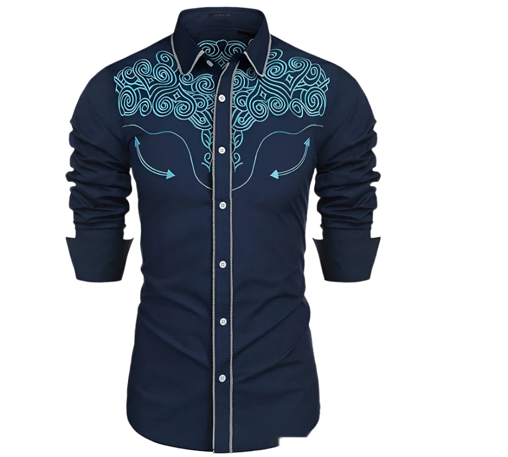 Men's Western 3D Print Button Down Shirt