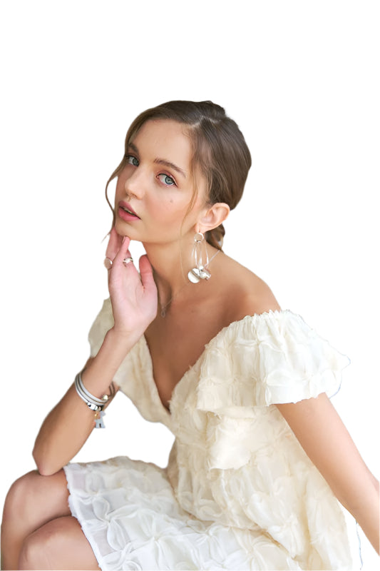 ADORA Tie Back V-Neck Ruffle Sleeve Dress