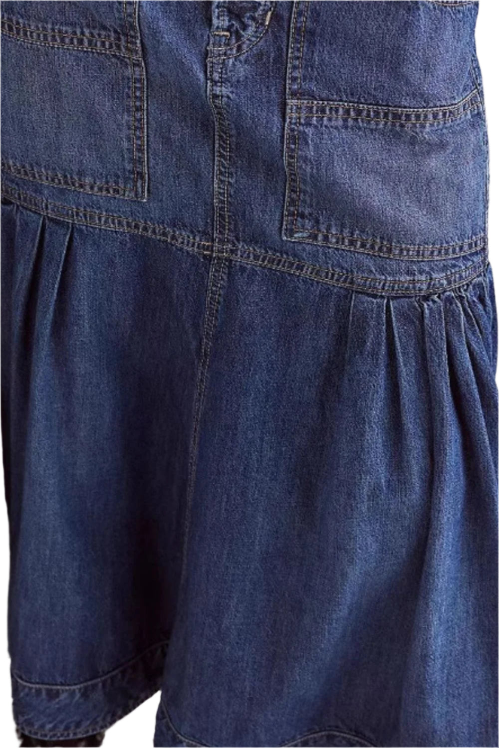 Midi Denim Skirt with Pockets
