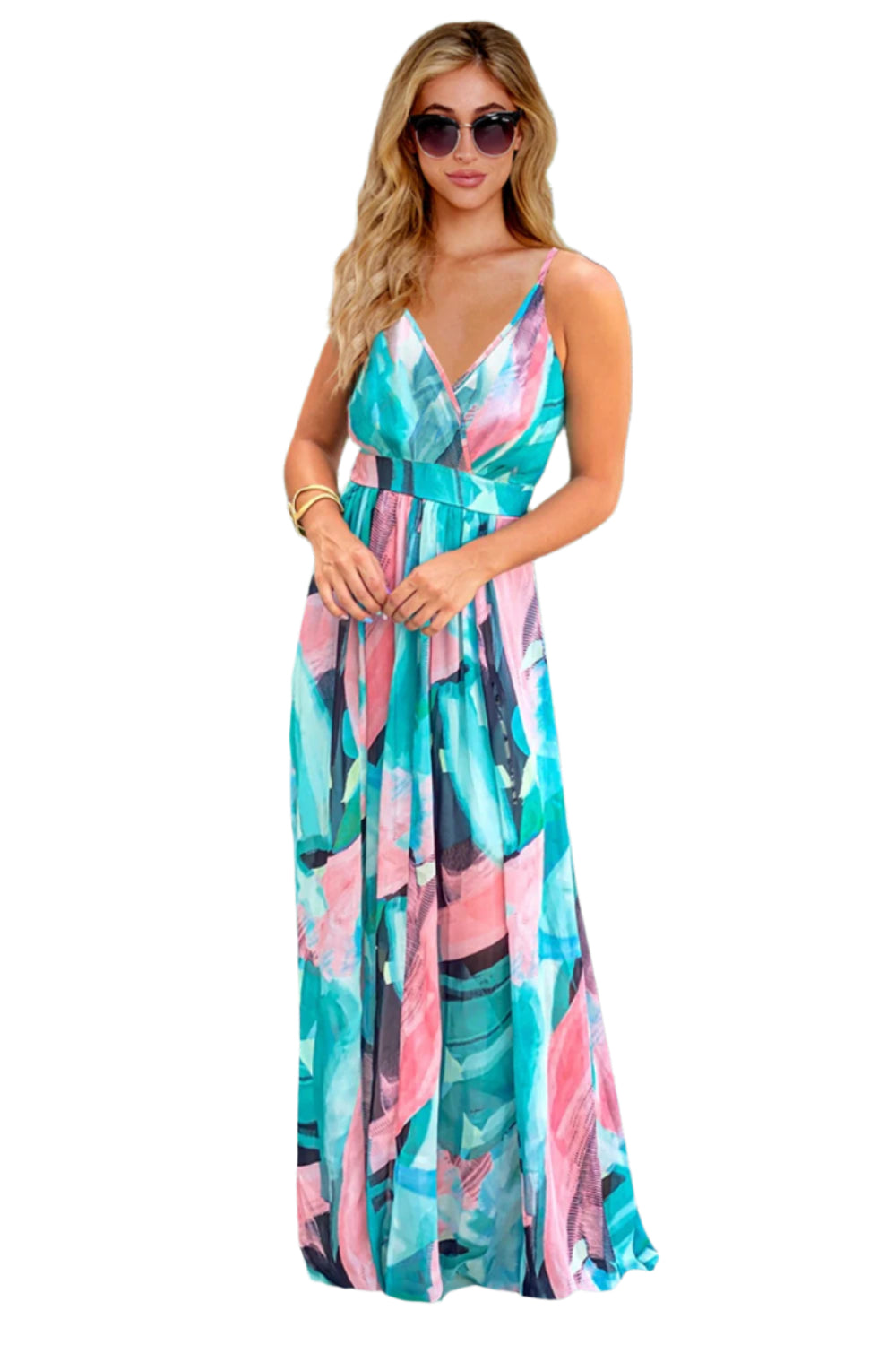 Crisscross Printed Surplice Cami Dress