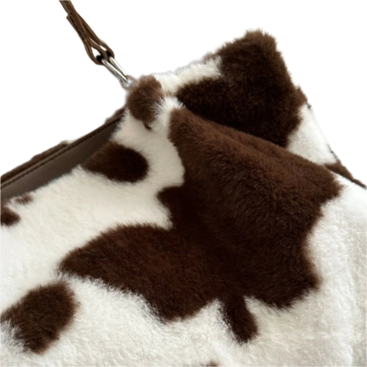 Cow Print Furry Tote Bag