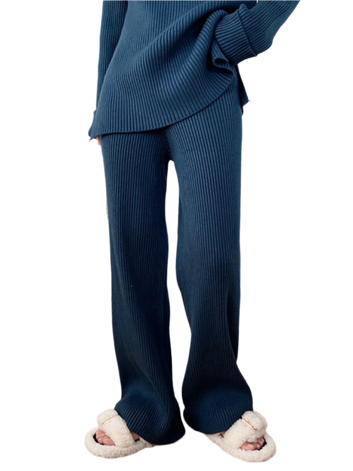 Mock Neck Raglan Sleeve Top and Pants Sweater Set