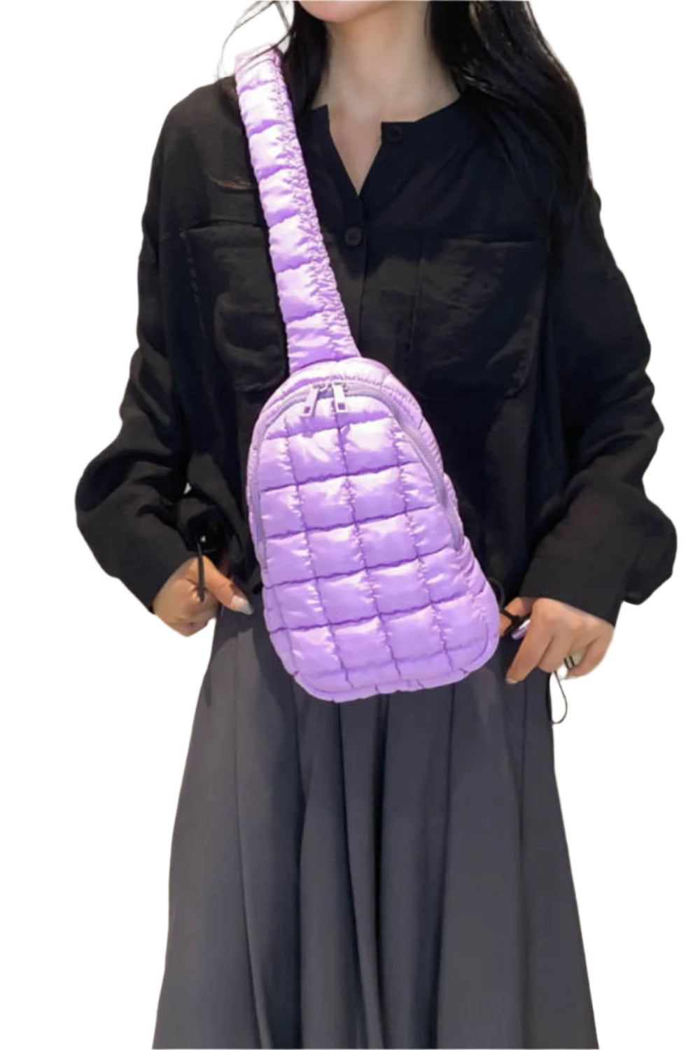 Quilted Nylon Crossbody  Bag
