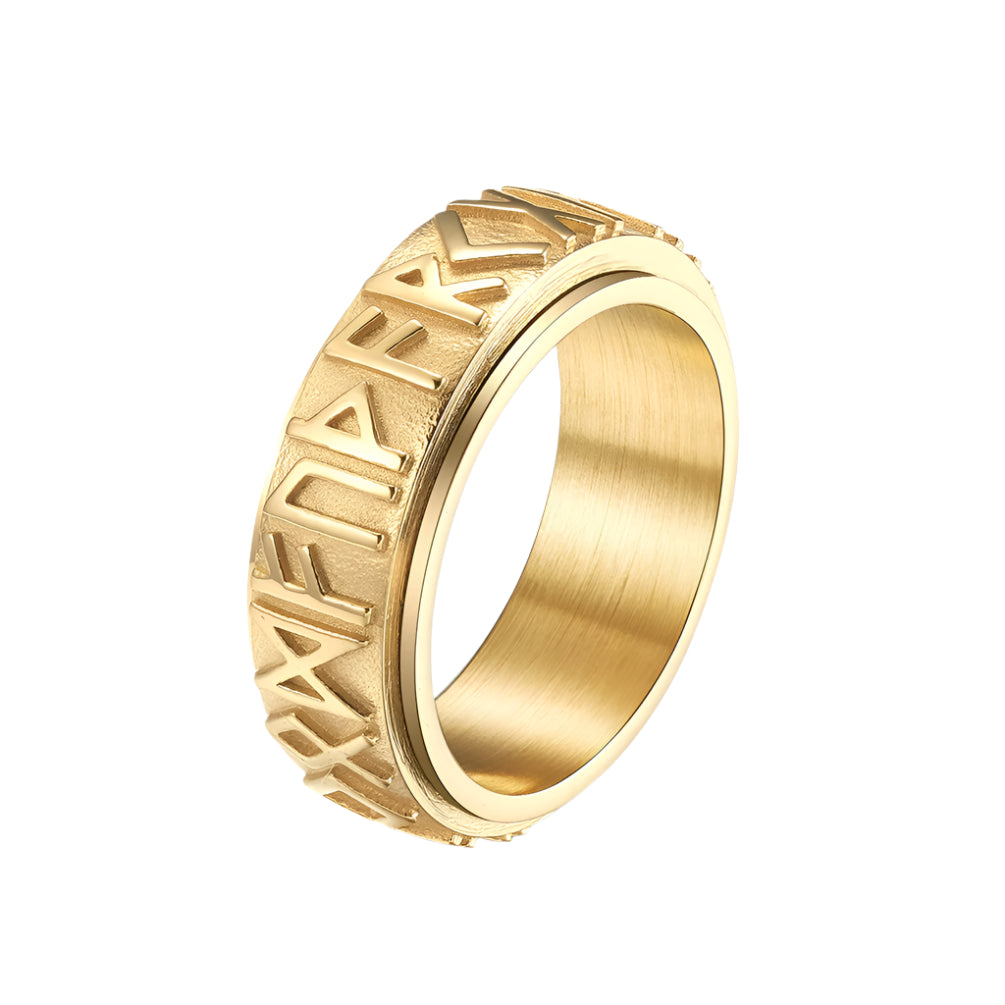 Stainless Steel Norse Elder Futhark Runes Spinning Ring