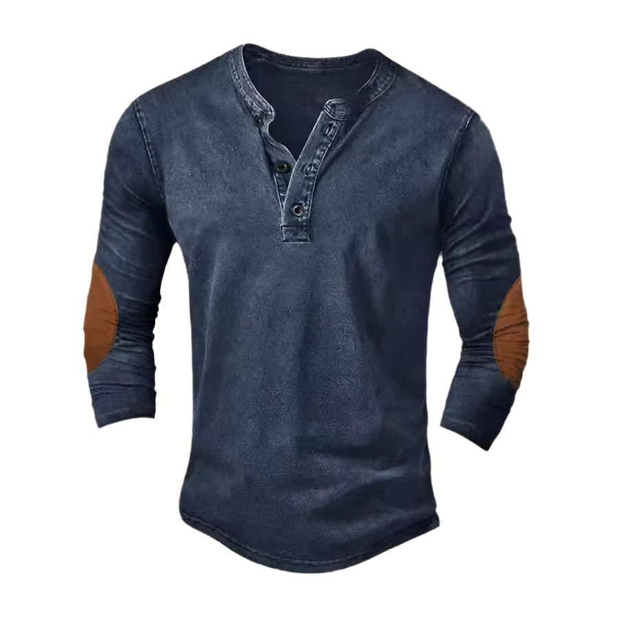 Quarter Sleeve Elbow Patch Men's Shirt