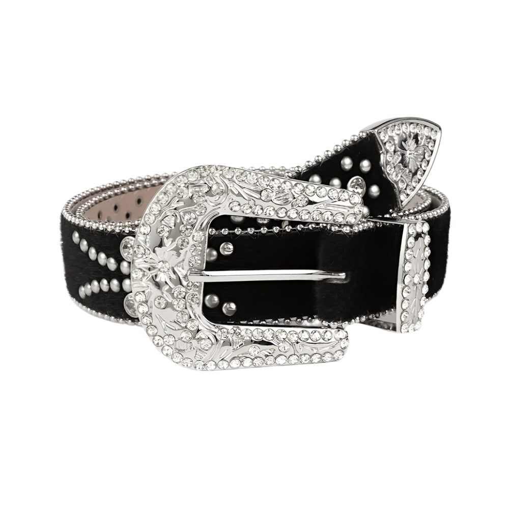 PU Leather Inlaid Rhinestone Belt