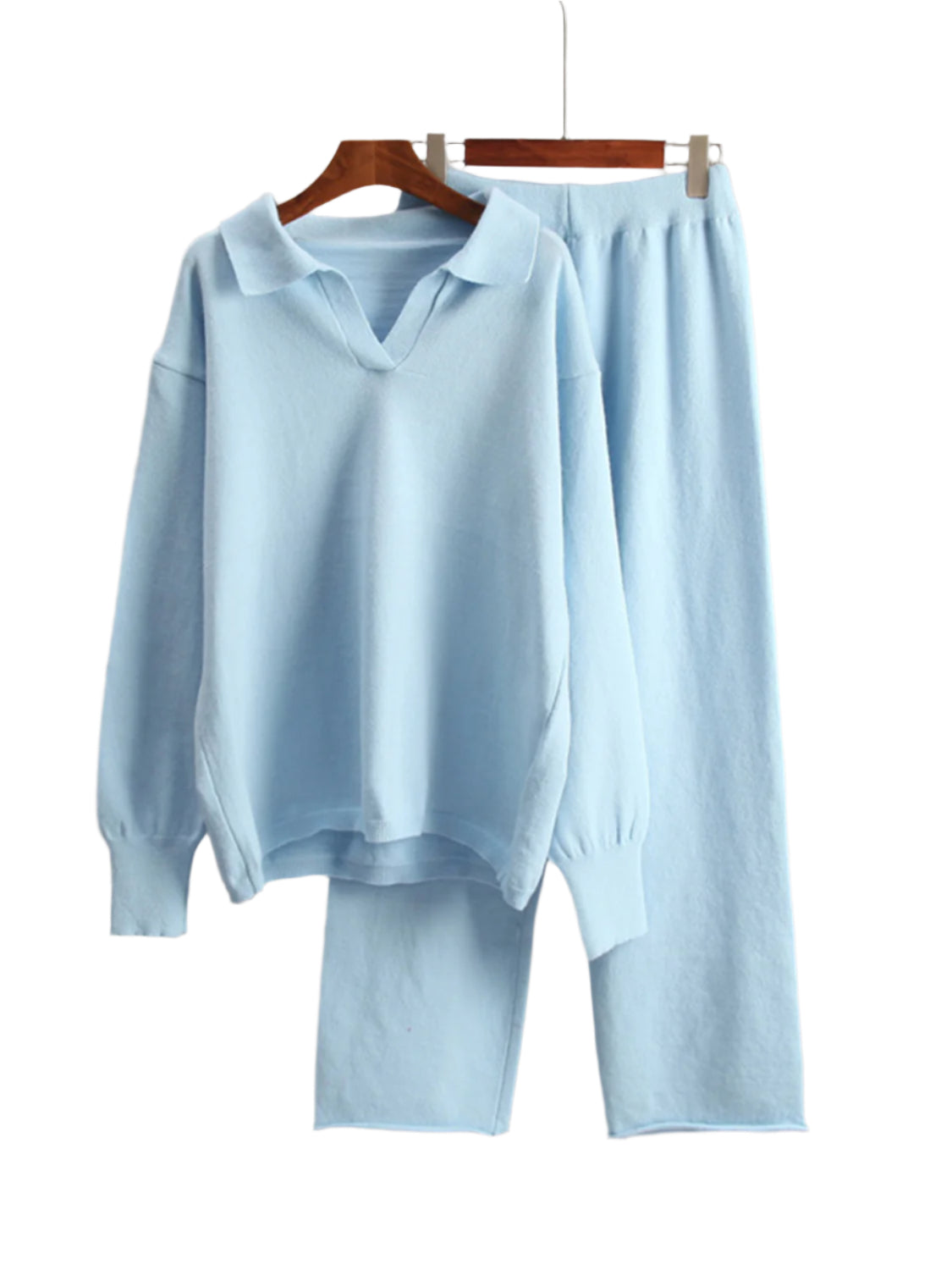 Johnny Collar Long Sleeve Top and Pants Sweater Set
