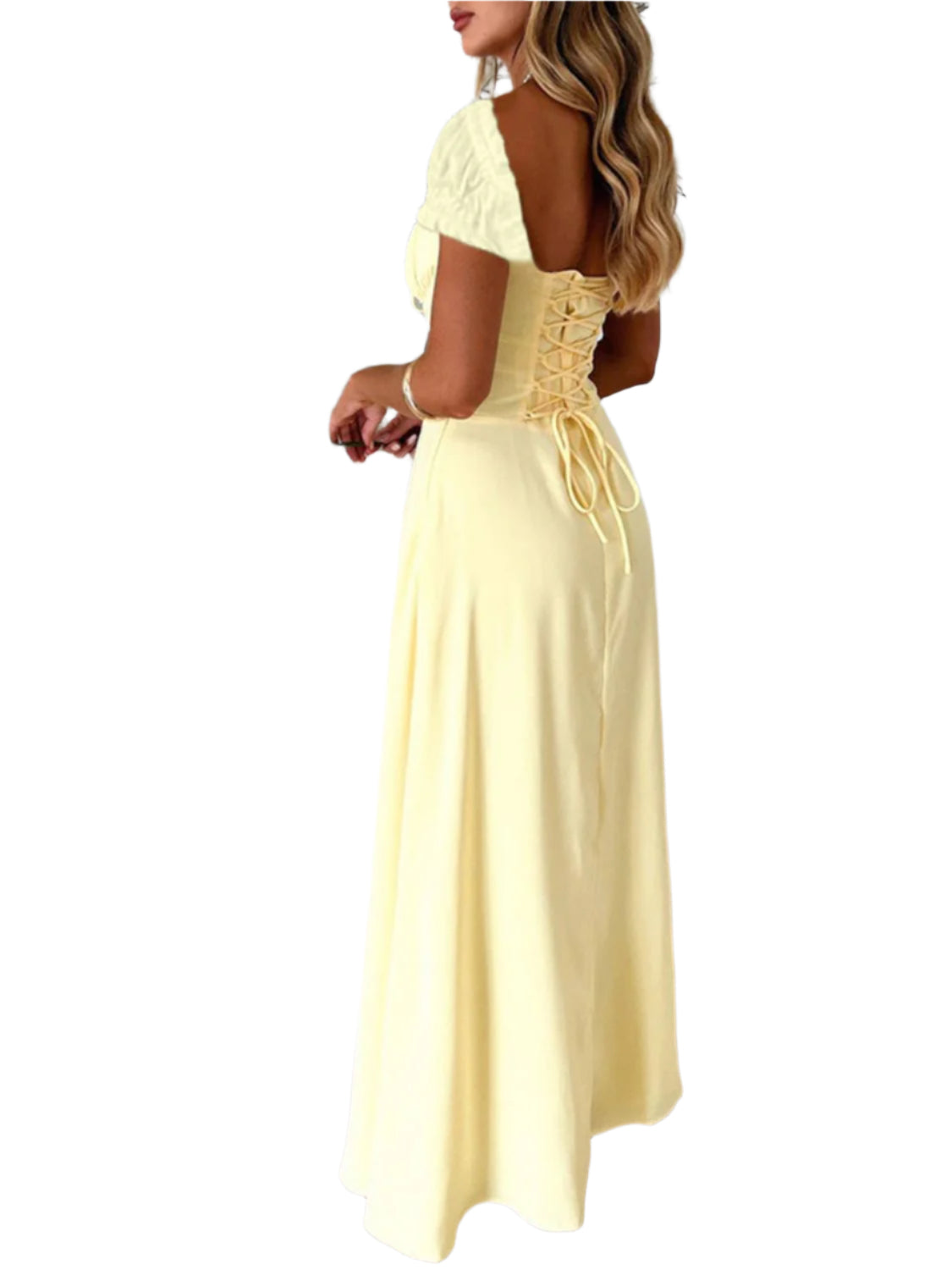 Devine Sweetheart Neck Short Sleeve Maxi Dress