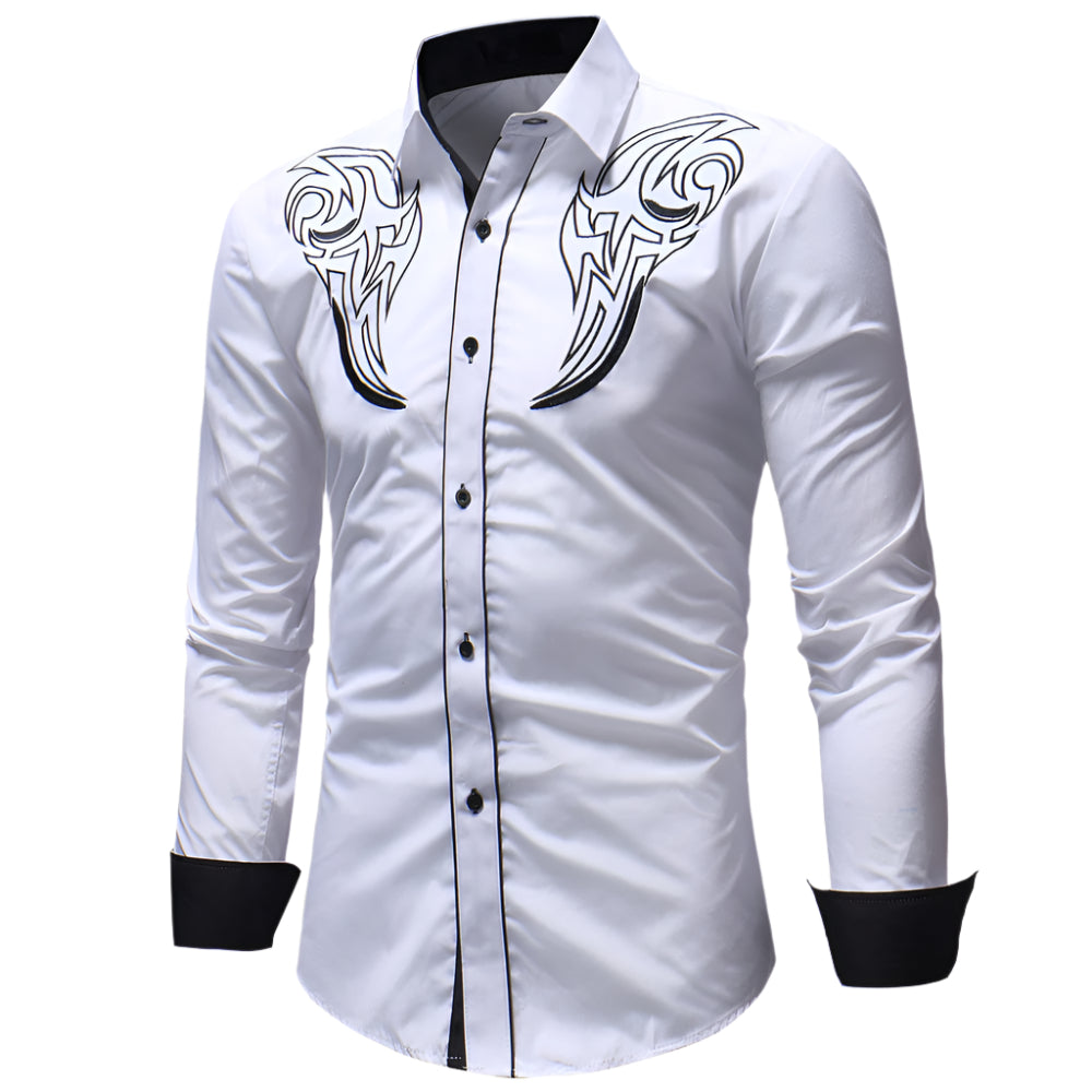 Men's Embroidered Fitted Contrast Shirt