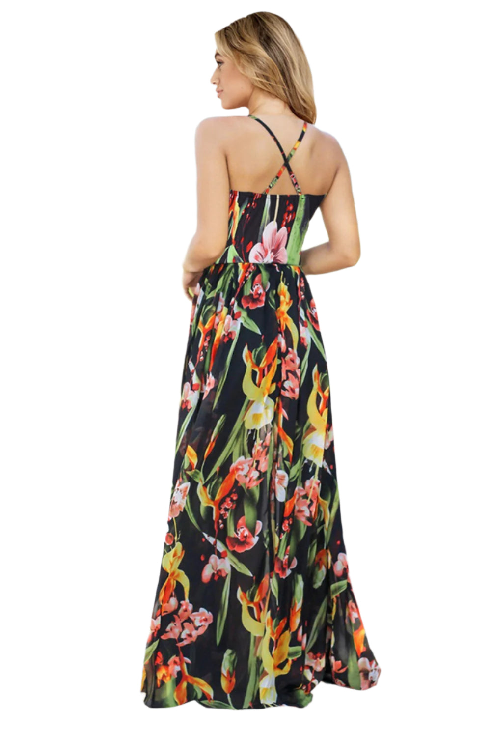 Crisscross Printed Surplice Cami Dress