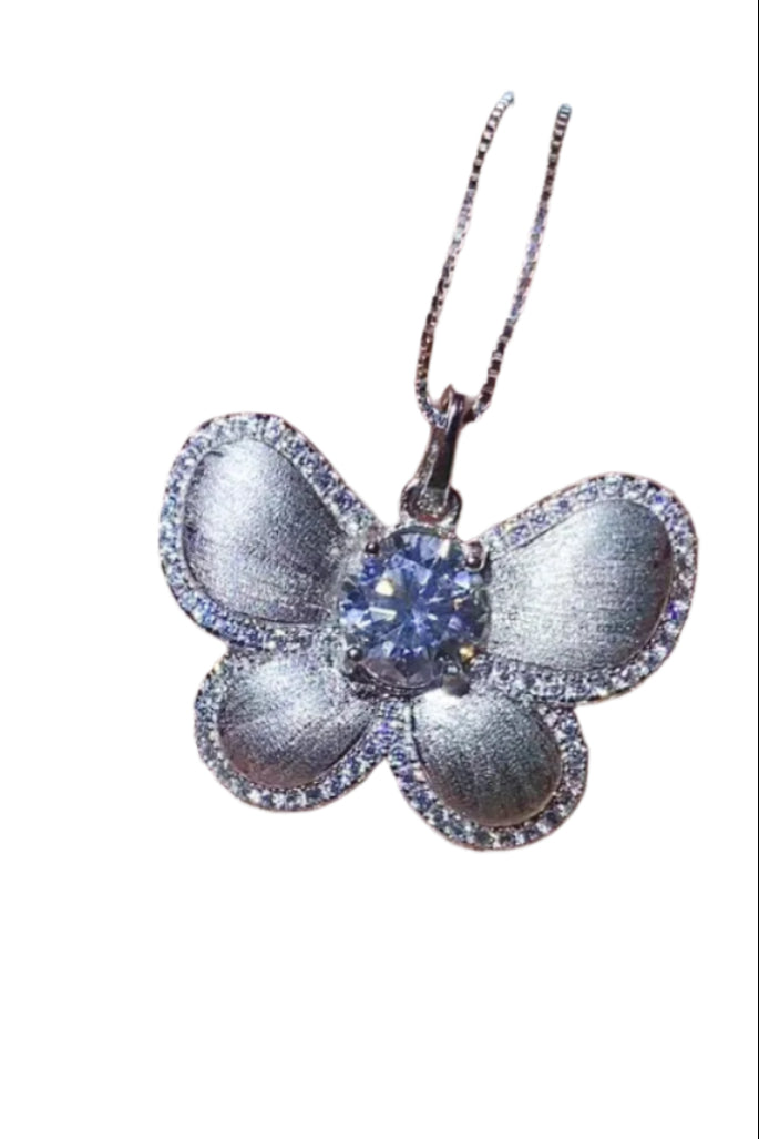 1 Carat Moissanite Butterfly Pendant Necklace
