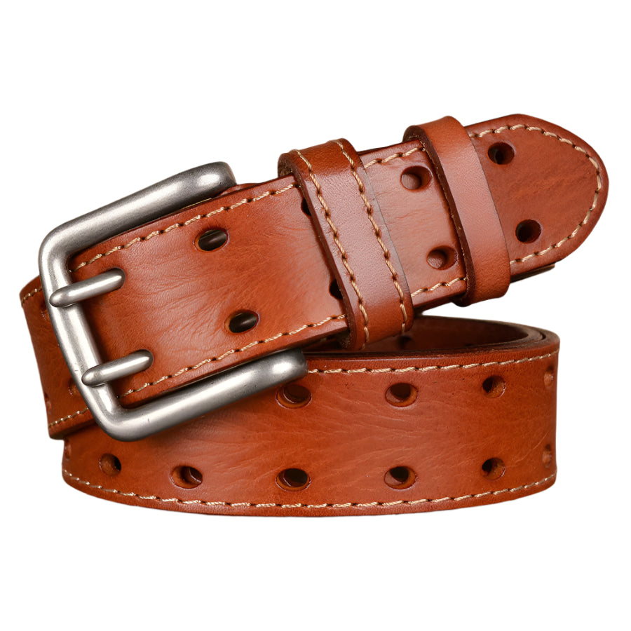 Men's Cowhide Leather Double Pin Belt